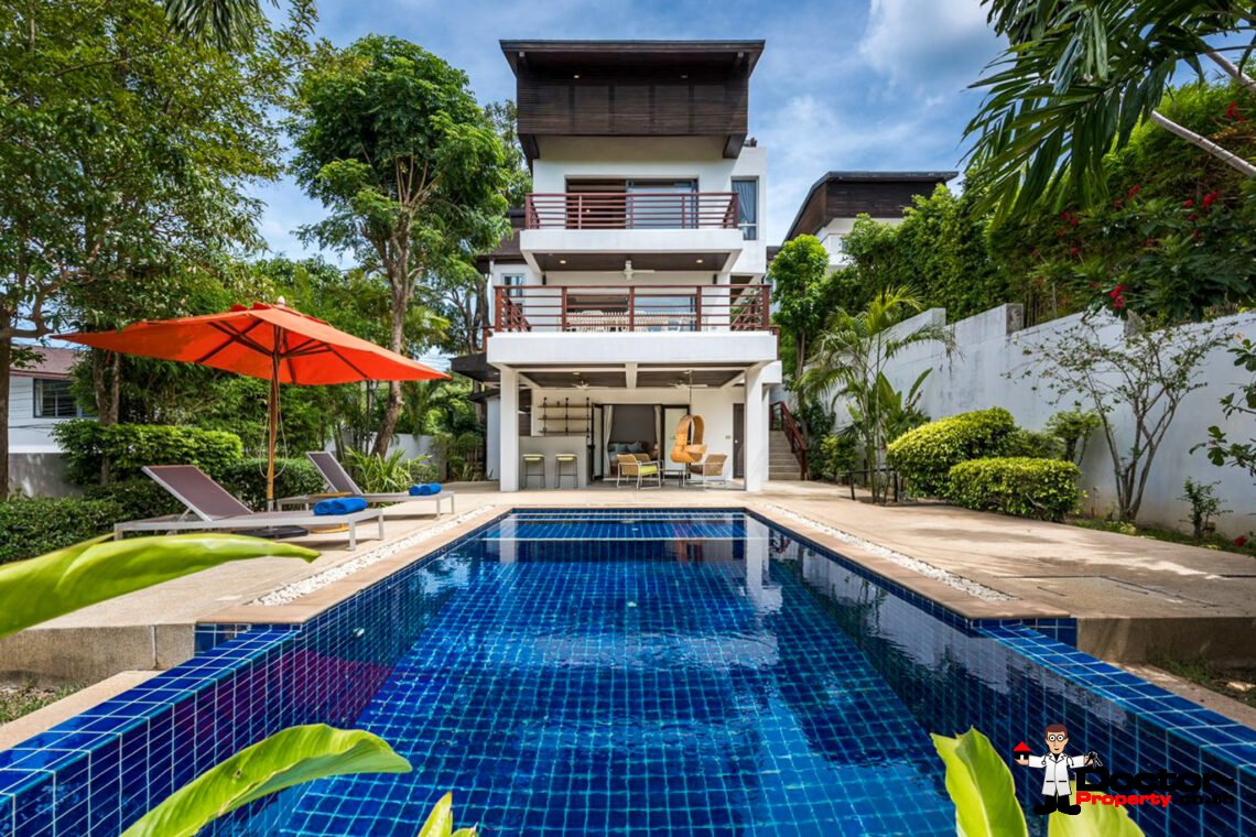 3 Bedroom Pool Villa with Sea View in Plai Laem, Koh Samui – For Sale