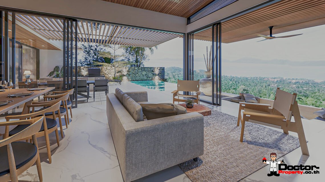 3 Bedroom Pool Villa with Sea View in Chaweng Noi, Koh Samui – For Sale