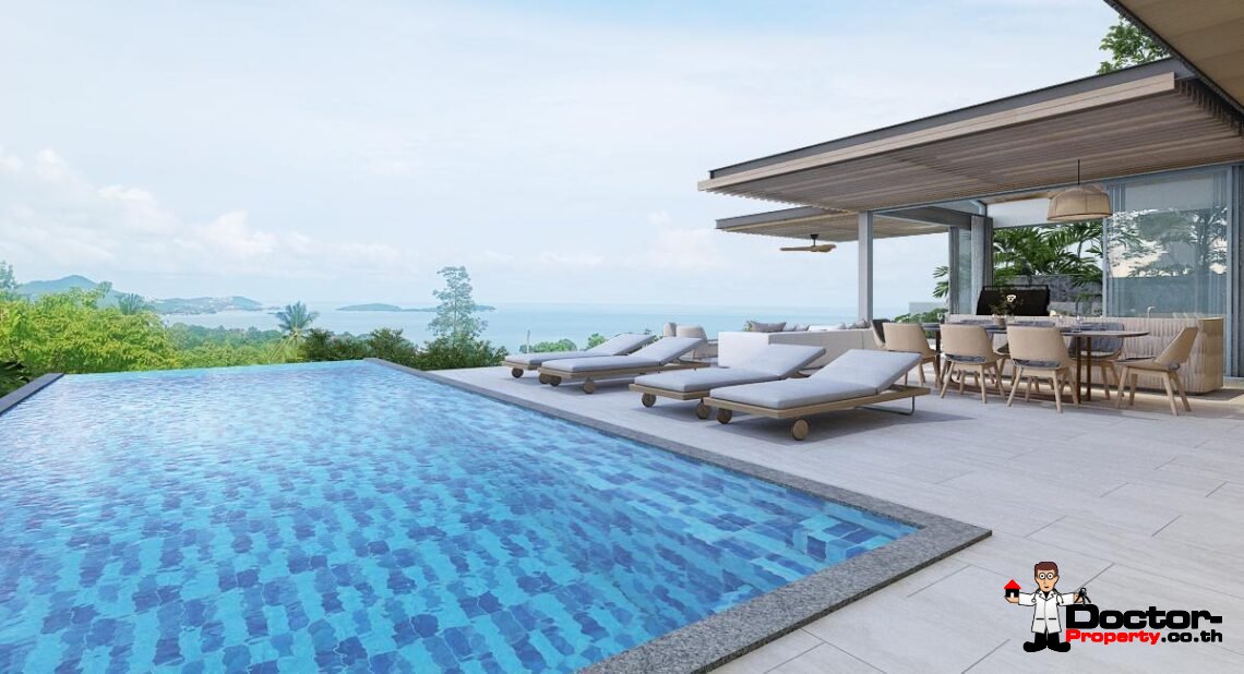 5 Bedroom Pool Villa with Sea View in Chaweng Noi, Koh Samui – For Sale