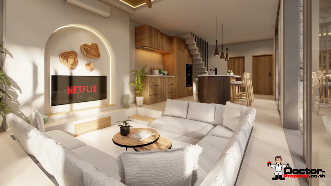 Balinese 3 Bedroom Pool Villa with Sea View in Bang Rak, Koh Samui – For Sale