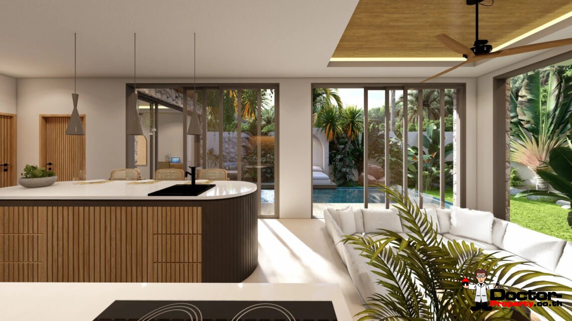 Balinese 3 Bedroom Pool Villa with Sea View in Bang Rak, Koh Samui – For Sale