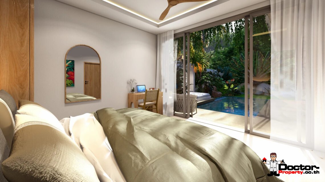 Balinese 3 Bedroom Pool Villa with Sea View in Bang Rak, Koh Samui – For Sale