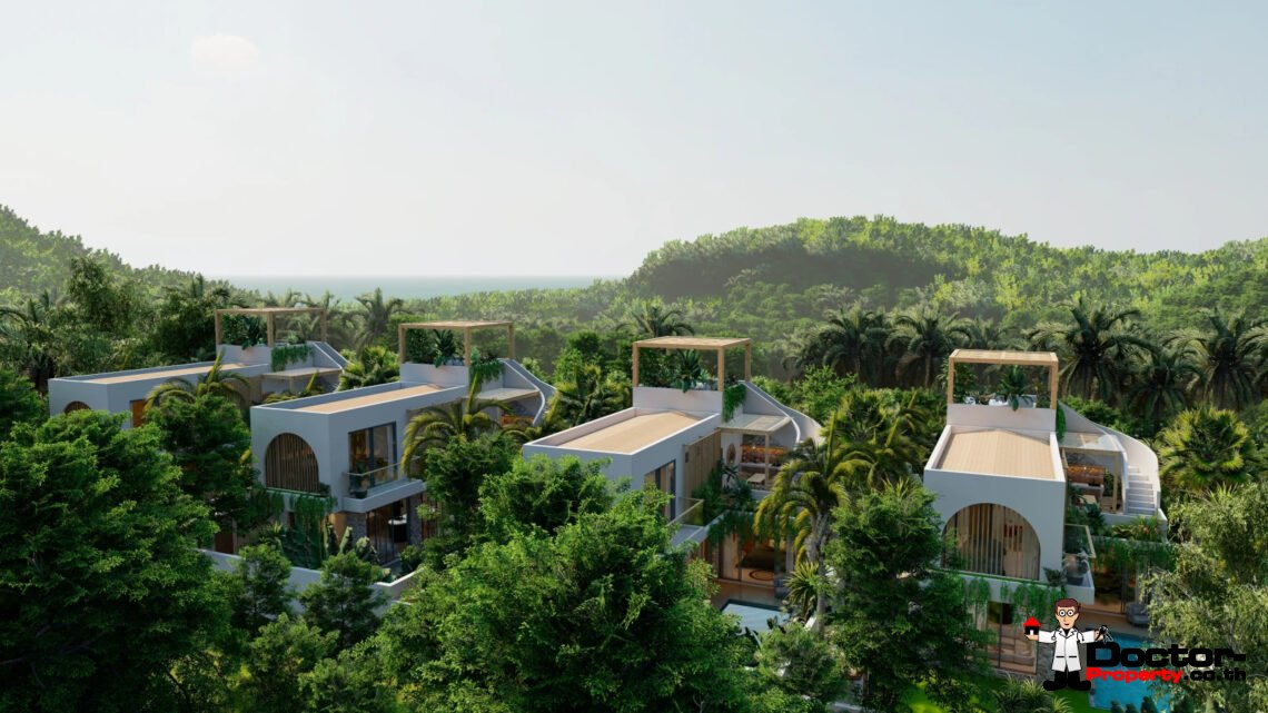 Balinese 3 Bedroom Pool Villa with Sea View in Bang Rak, Koh Samui – For Sale