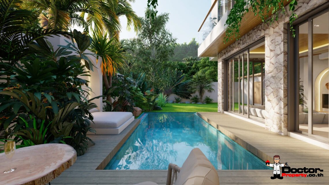 Balinese 3 Bedroom Pool Villa with Sea View in Bang Rak, Koh Samui – For Sale