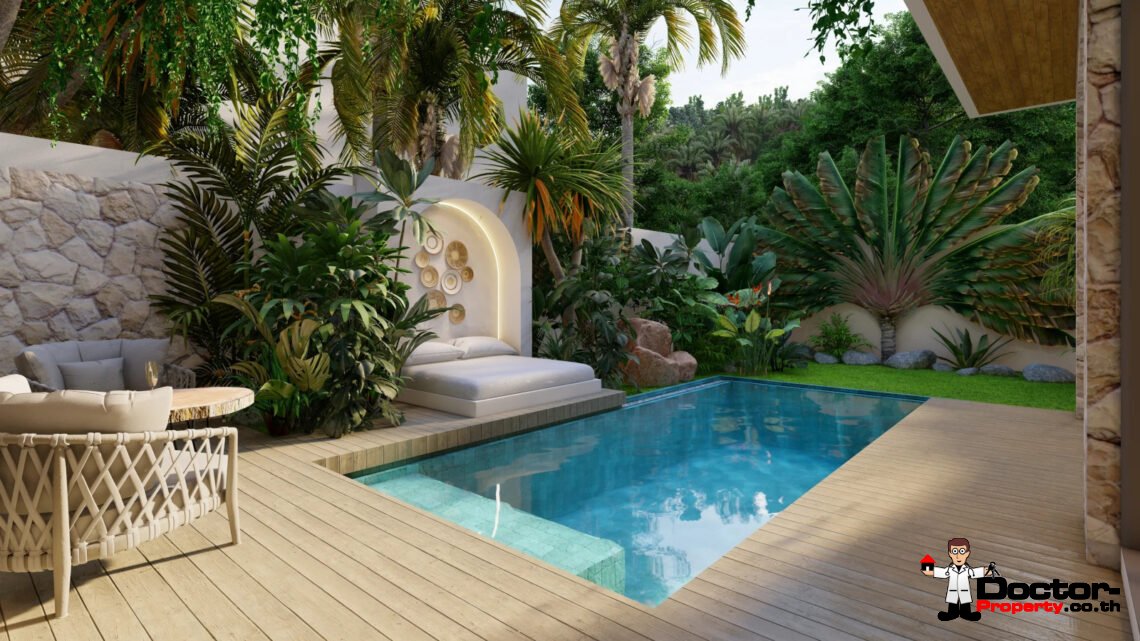 Balinese 3 Bedroom Pool Villa with Sea View in Bang Rak, Koh Samui – For Sale