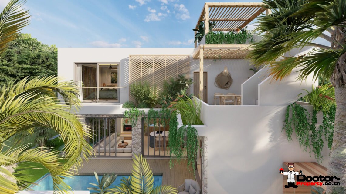 Balinese 3 Bedroom Pool Villa with Sea View in Bang Rak, Koh Samui – For Sale