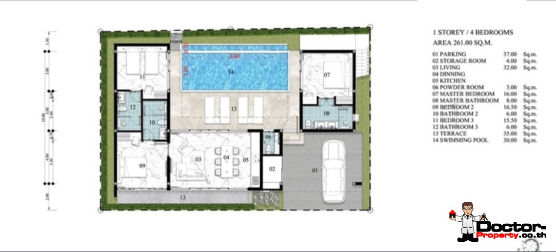 New 4 Bedroom Pool Villa with Partial Sea View in Bang Rak, Koh Samui – For Sale