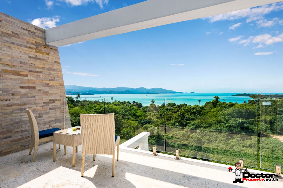 Modern 3 Bedroom Pool Villa with Sea View in Choeng Mon, Koh Samui – For Sale