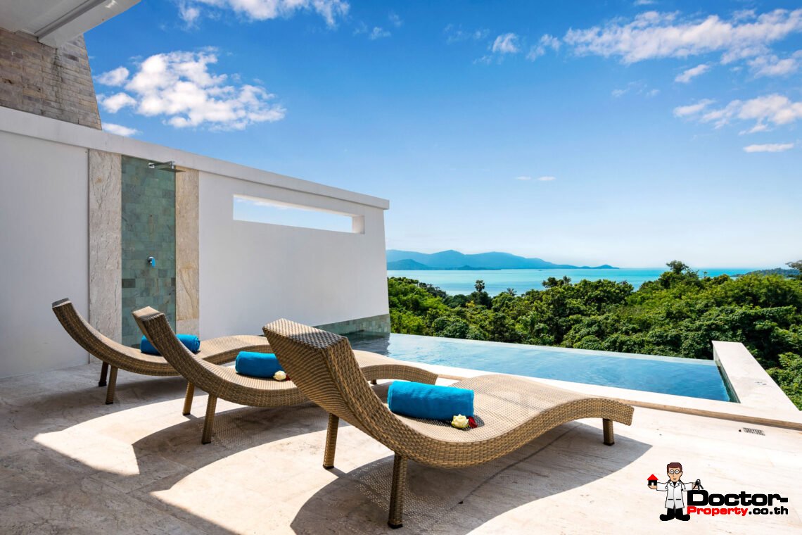 Modern 3 Bedroom Pool Villa with Sea View in Choeng Mon, Koh Samui – For Sale