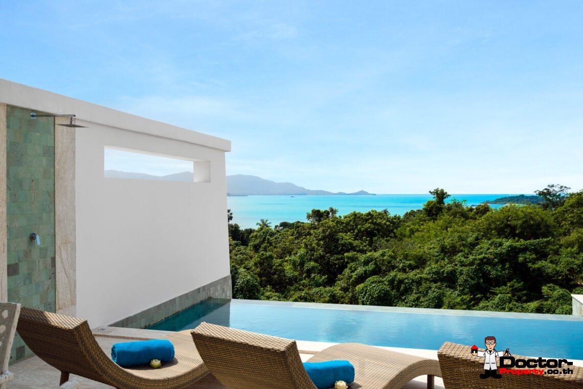 Modern 3 Bedroom Pool Villa with Sea View in Choeng Mon, Koh Samui – For Sale