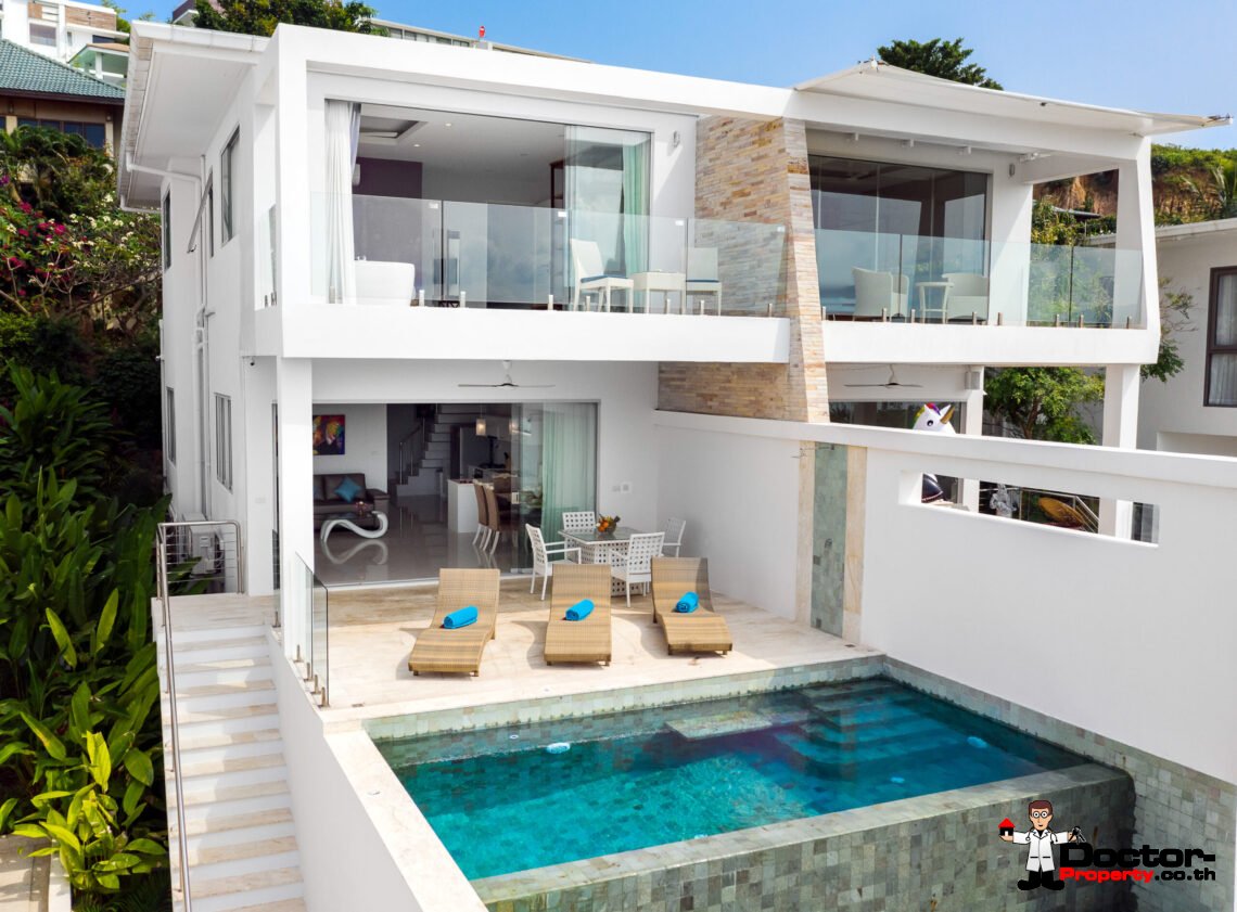 Modern 3 Bedroom Pool Villa with Sea View in Choeng Mon, Koh Samui – For Sale