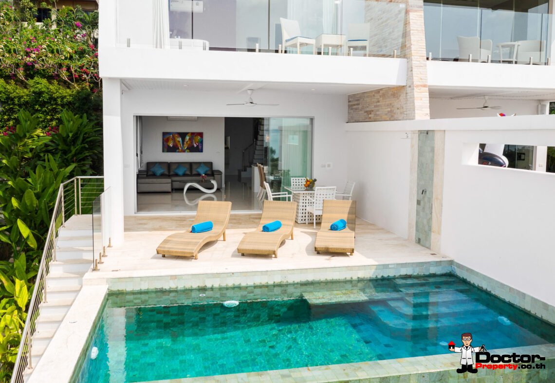 Modern 3 Bedroom Pool Villa with Sea View in Choeng Mon, Koh Samui – For Sale