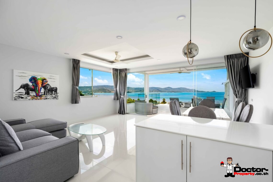 Modern 5 Bedroom Pool Villa with Sea View in Choeng Mon, Koh Samui – For Sale