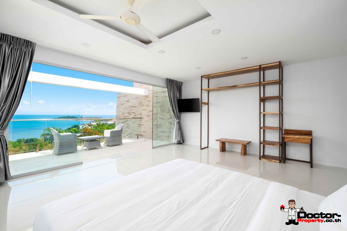 Modern 5 Bedroom Pool Villa with Sea View in Choeng Mon, Koh Samui – For Sale