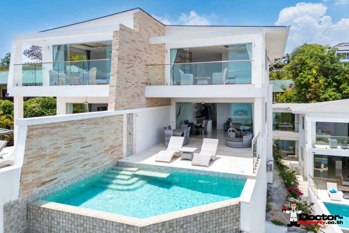 Modern 5 Bedroom Pool Villa with Sea View in Choeng Mon, Koh Samui – For Sale