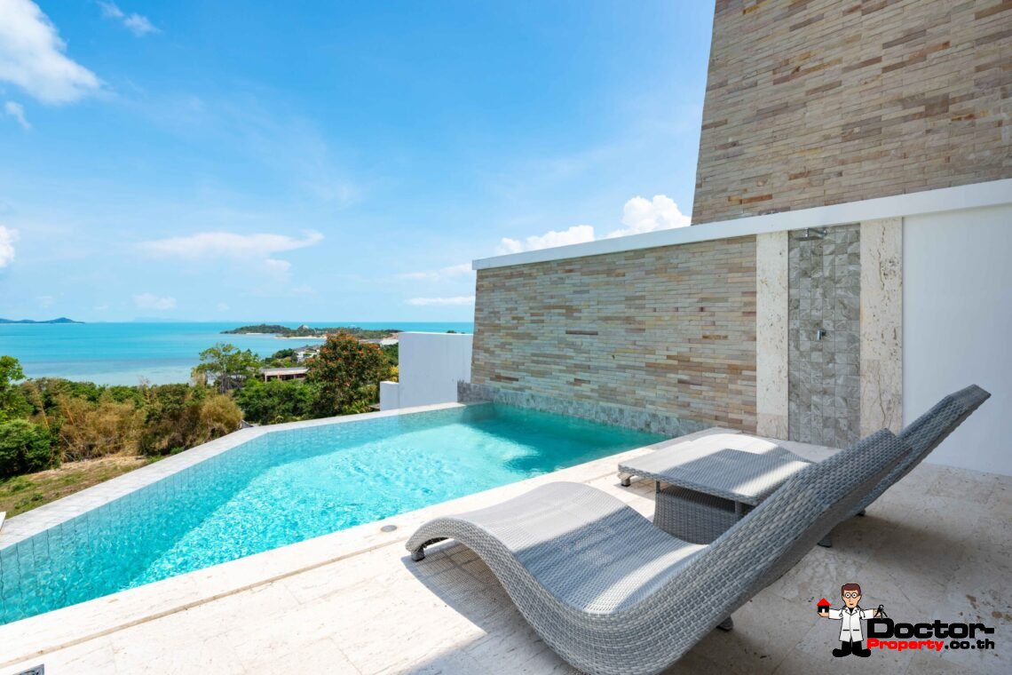 Modern 5 Bedroom Pool Villa with Sea View in Choeng Mon, Koh Samui – For Sale