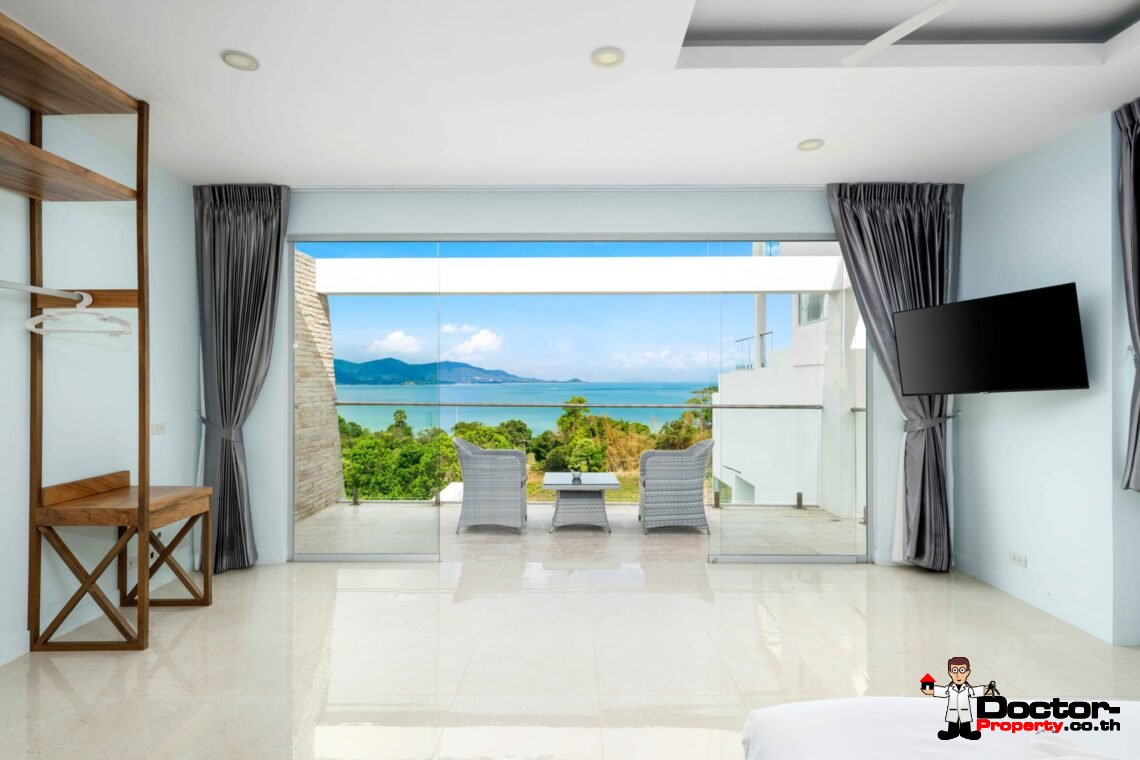 Modern 5 Bedroom Pool Villa with Sea View in Choeng Mon, Koh Samui – For Sale