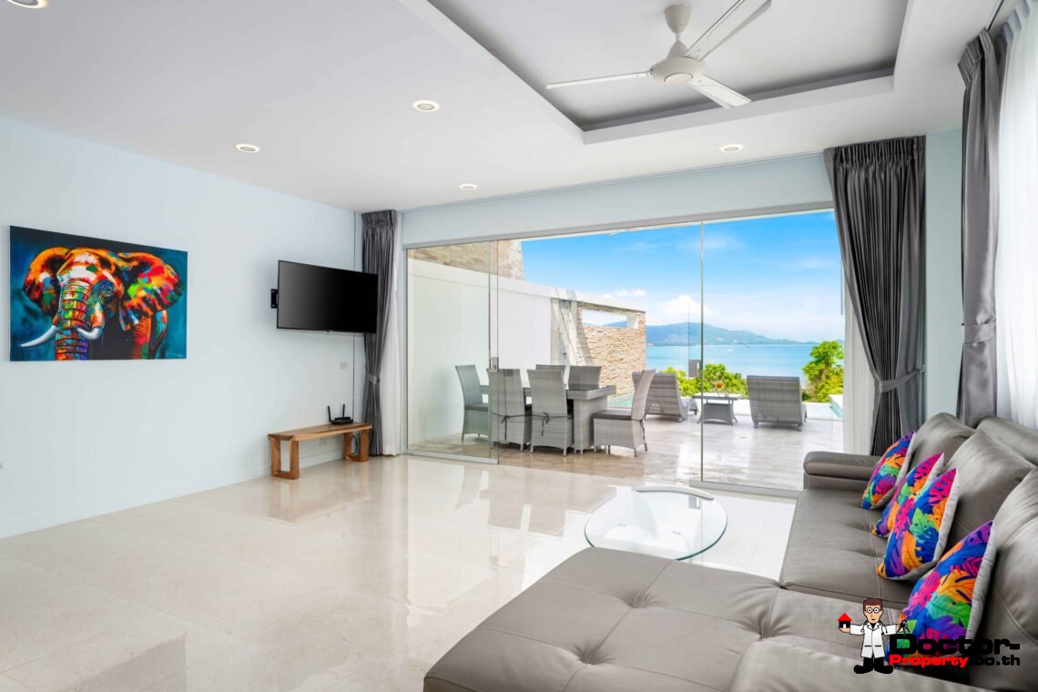 Modern 5 Bedroom Pool Villa with Sea View in Choeng Mon, Koh Samui – For Sale