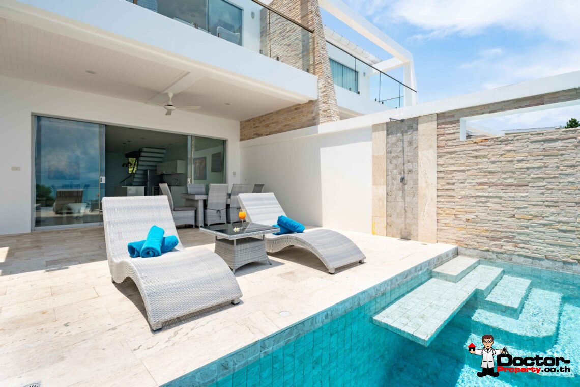 Modern 5 Bedroom Pool Villa with Sea View in Choeng Mon, Koh Samui – For Sale