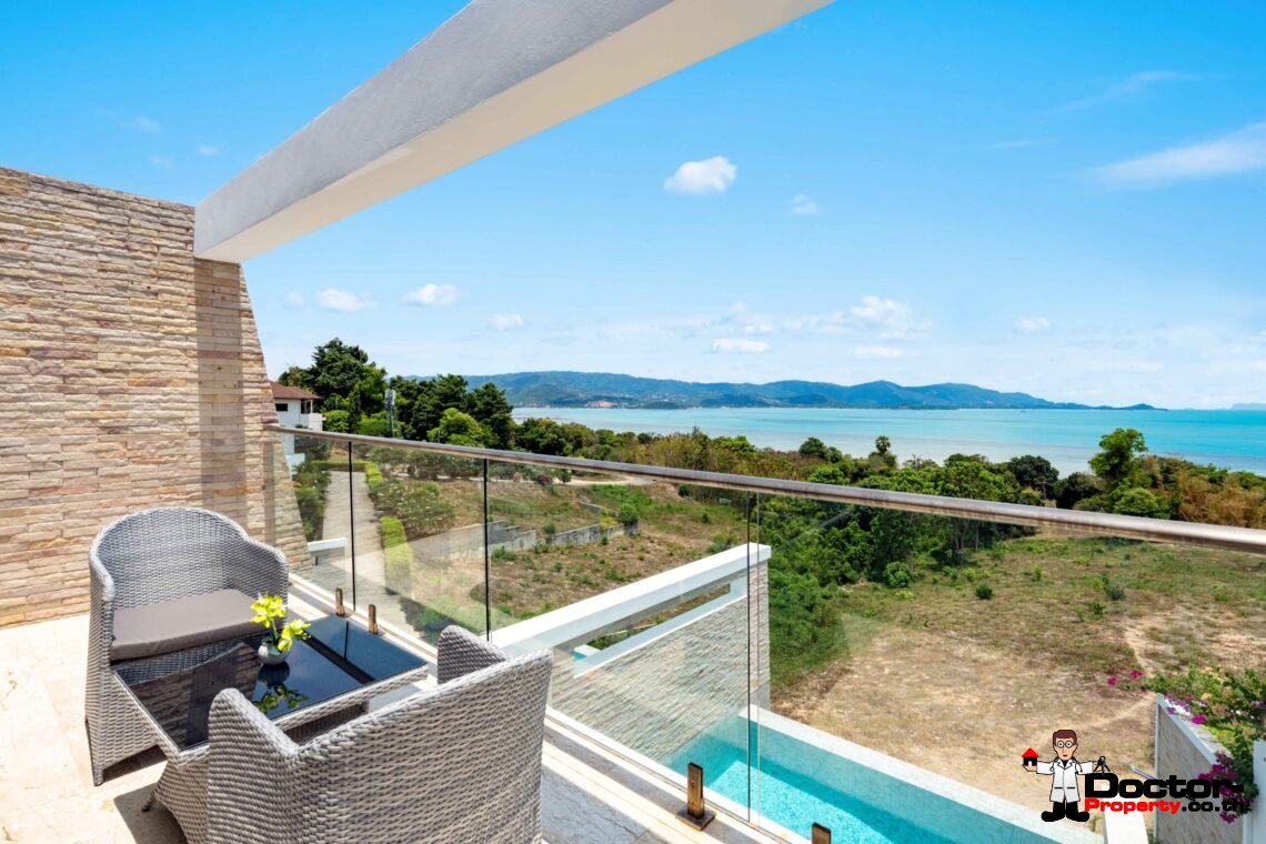 Modern 5 Bedroom Pool Villa with Sea View in Choeng Mon, Koh Samui – For Sale