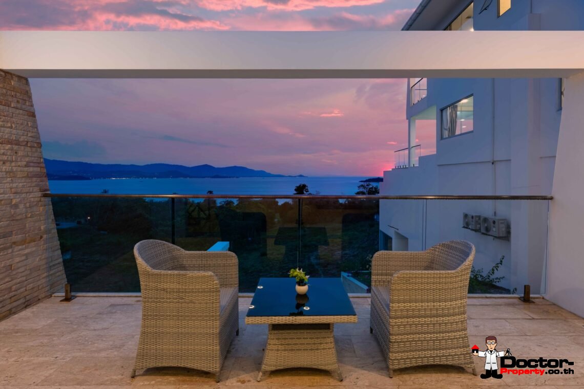 Modern 5 Bedroom Pool Villa with Sea View in Choeng Mon, Koh Samui – For Sale