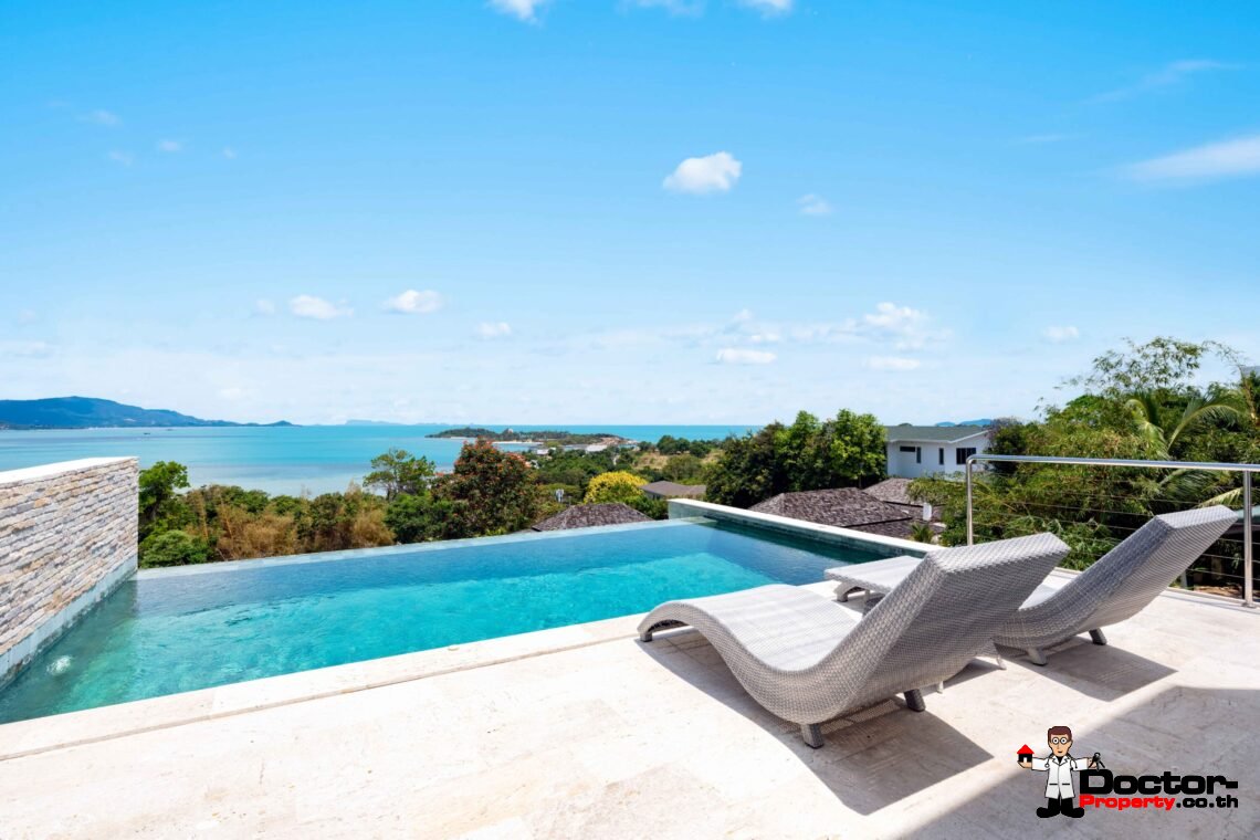 Modern 6 Bedroom Pool Villa with Sea View in Choeng Mon, Koh Samui – For Sale
