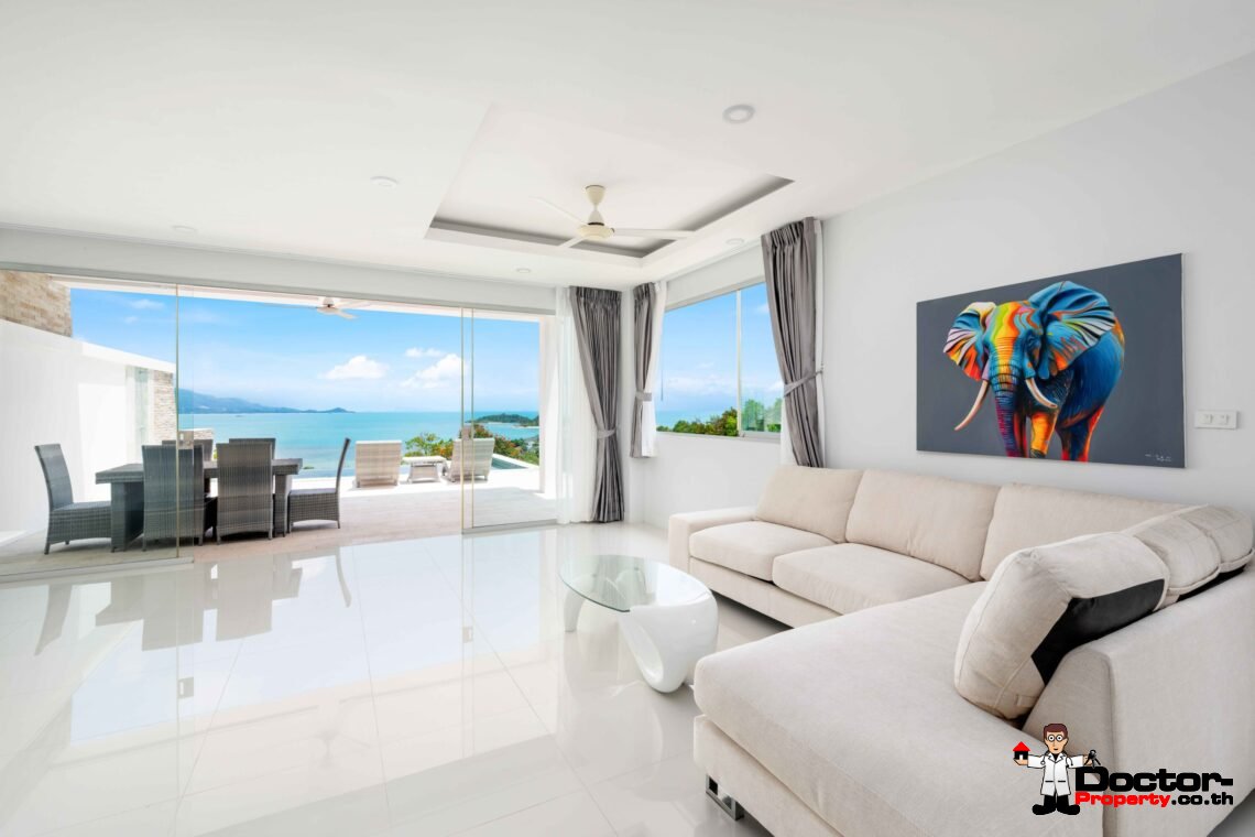 Modern 6 Bedroom Pool Villa with Sea View in Choeng Mon, Koh Samui – For Sale