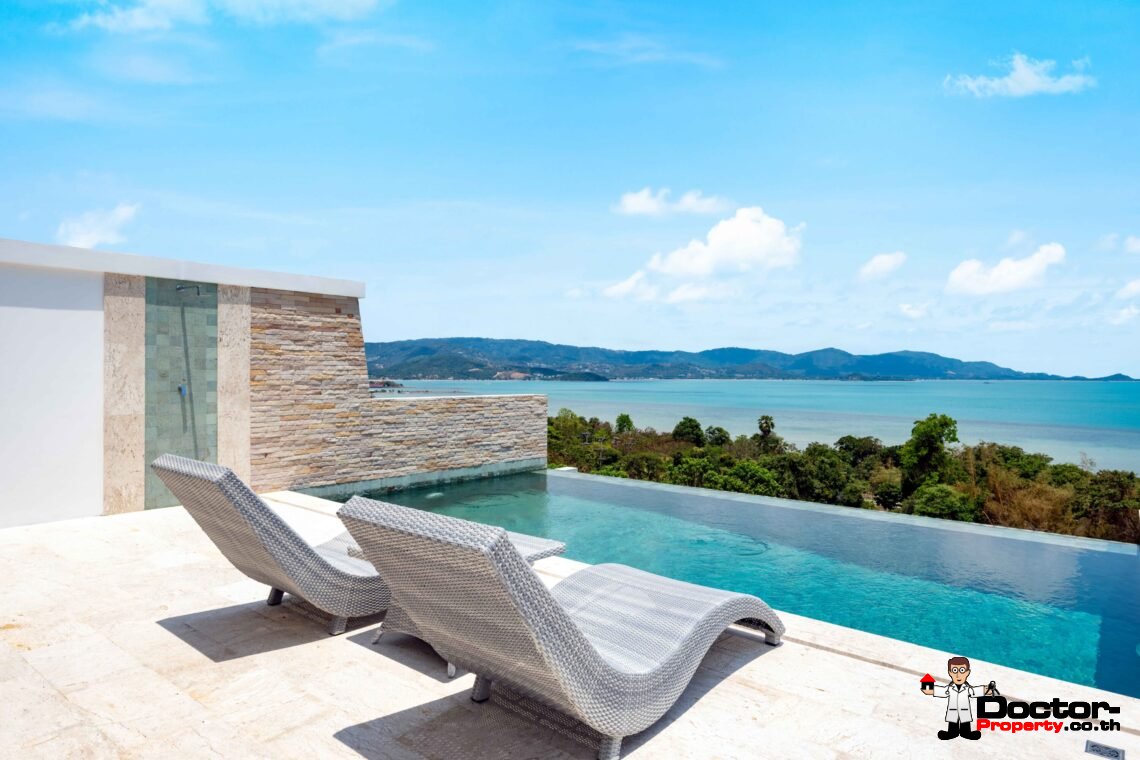 Modern 6 Bedroom Pool Villa with Sea View in Choeng Mon, Koh Samui – For Sale