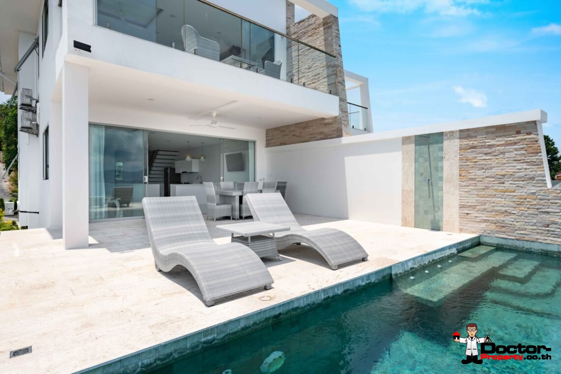 Modern 6 Bedroom Pool Villa with Sea View in Choeng Mon, Koh Samui – For Sale