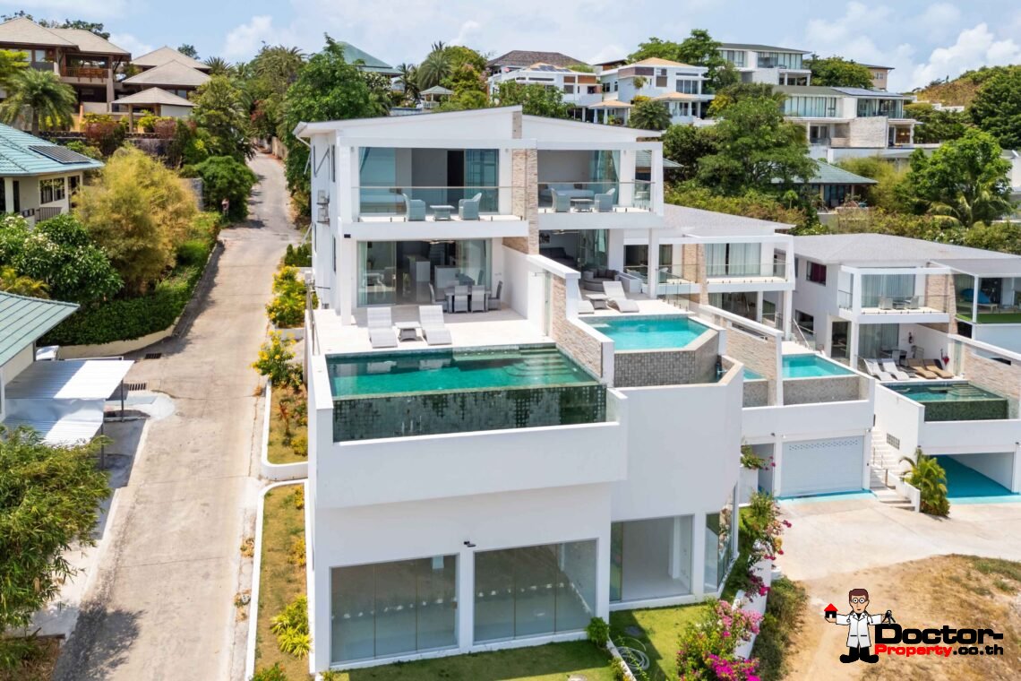 Modern 6 Bedroom Pool Villa with Sea View in Choeng Mon, Koh Samui – For Sale