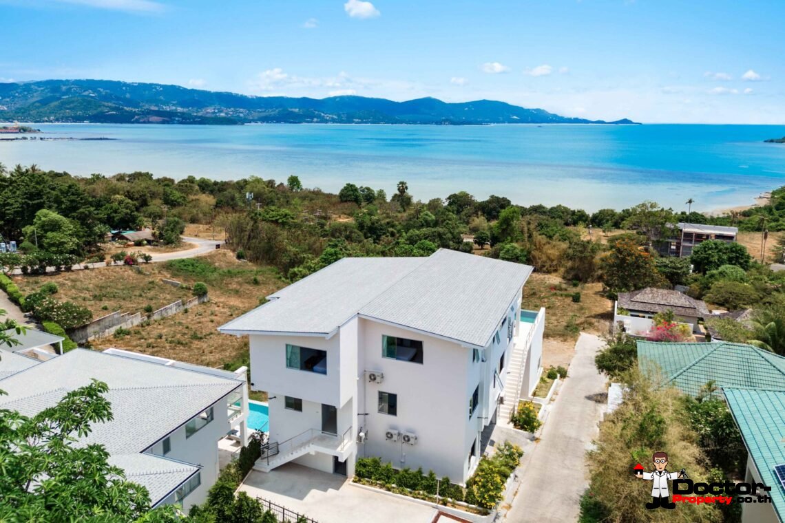 Modern 6 Bedroom Pool Villa with Sea View in Choeng Mon, Koh Samui – For Sale