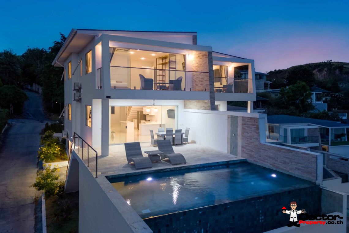 Modern 6 Bedroom Pool Villa with Sea View in Choeng Mon, Koh Samui – For Sale