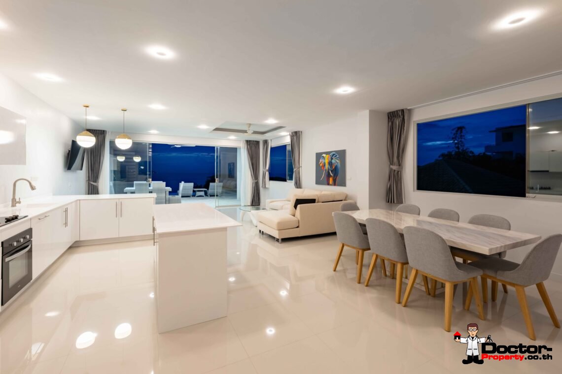 Modern 6 Bedroom Pool Villa with Sea View in Choeng Mon, Koh Samui – For Sale