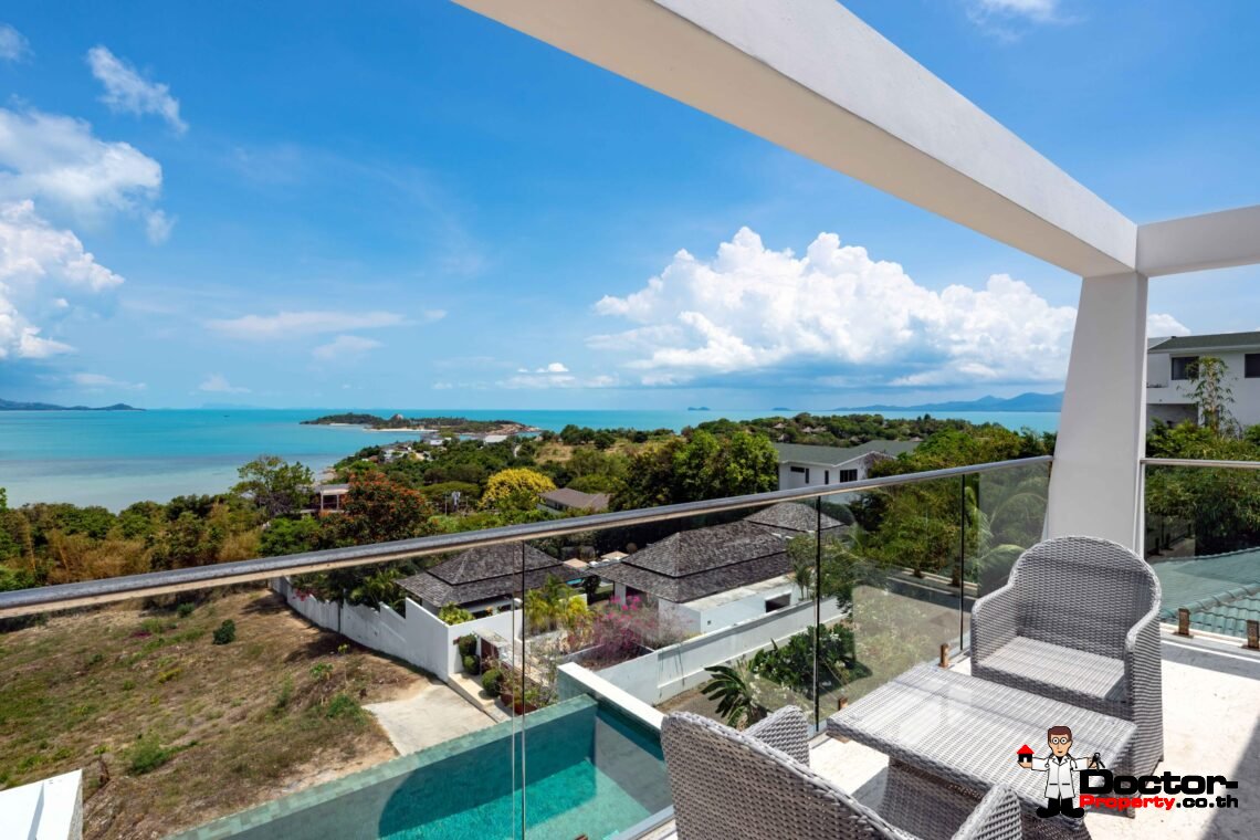 Modern 6 Bedroom Pool Villa with Sea View in Choeng Mon, Koh Samui – For Sale