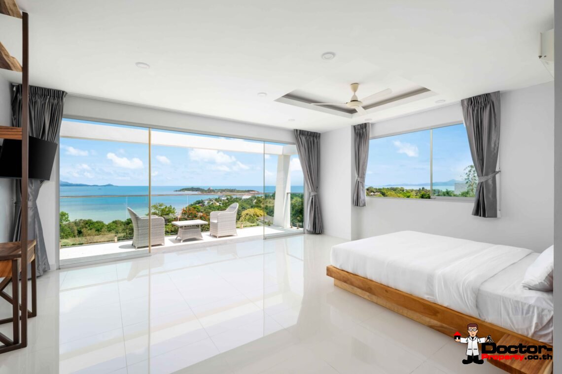 Modern 6 Bedroom Pool Villa with Sea View in Choeng Mon, Koh Samui – For Sale