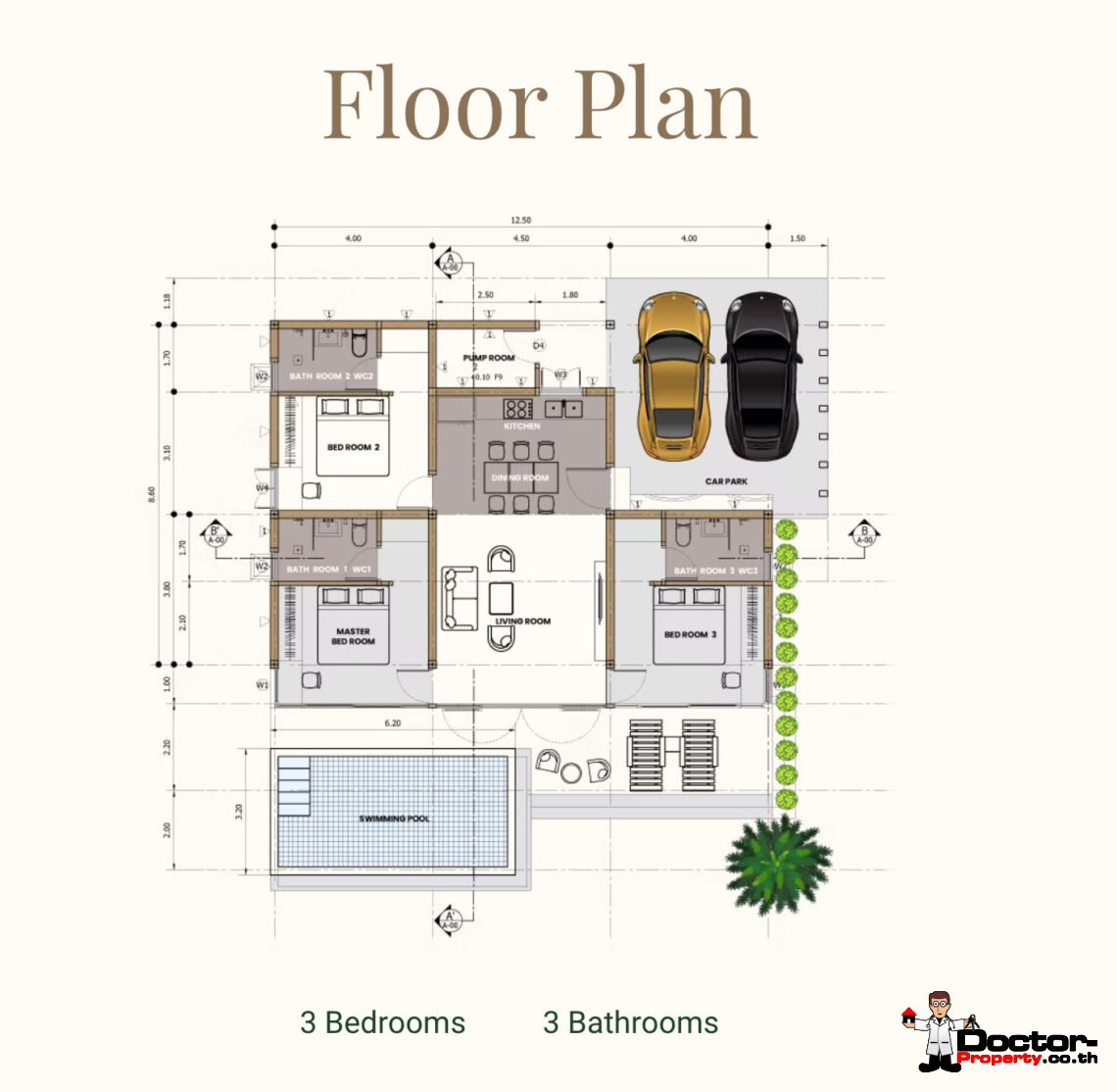 3 Bedroom Garden Villa with Pool in Chaweng, Koh Samui – For Sale