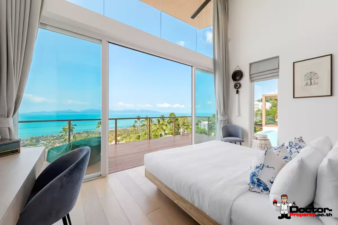 Luxury Tropical 4 Bedroom Pool Villa with Stunning Sea View in Bang Por, Koh Samui – For Sale