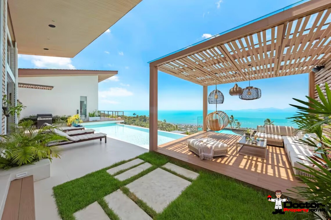 Luxury Tropical 4 Bedroom Pool Villa with Stunning Sea View in Bang Por, Koh Samui – For Sale