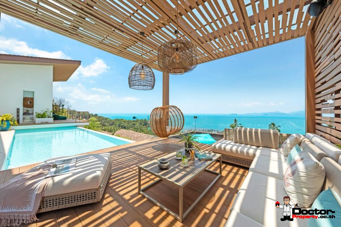 Luxury Tropical 4 Bedroom Pool Villa with Stunning Sea View in Bang Por, Koh Samui – For Sale