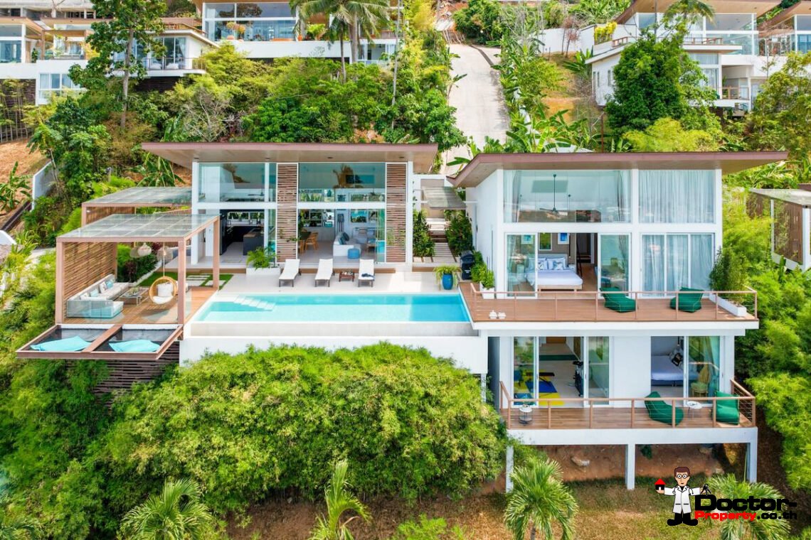 Luxury Tropical 4 Bedroom Pool Villa with Stunning Sea View in Bang Por, Koh Samui – For Sale