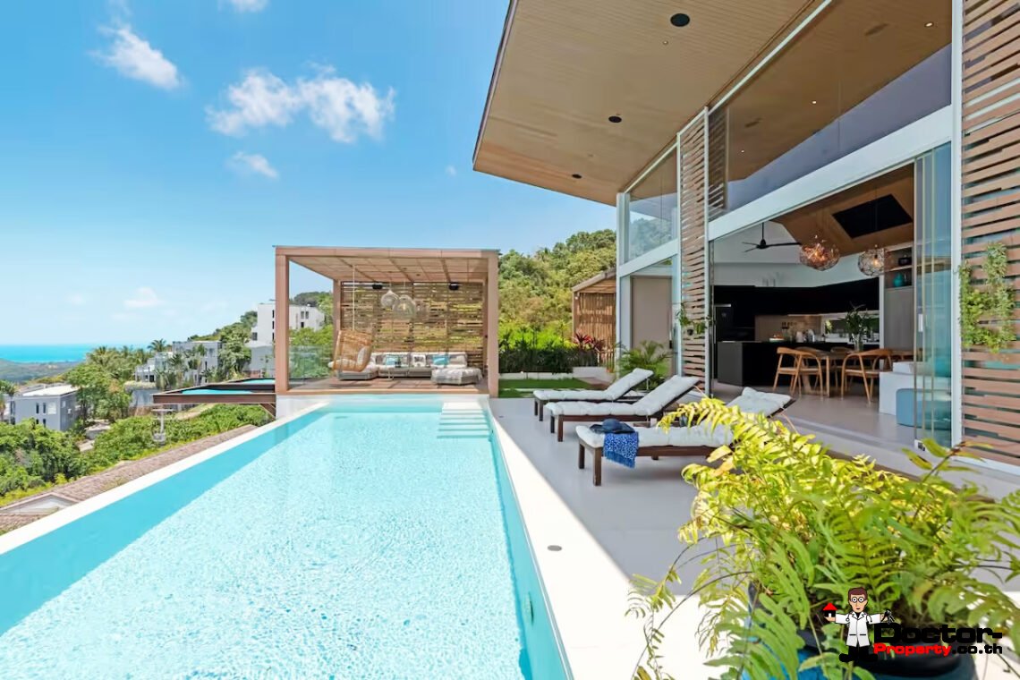 Luxury Tropical 4 Bedroom Pool Villa with Stunning Sea View in Bang Por, Koh Samui – For Sale