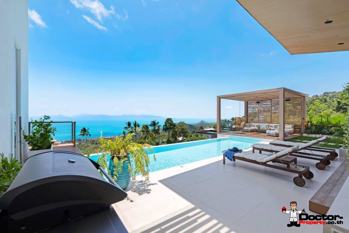 Luxury Tropical 4 Bedroom Pool Villa with Stunning Sea View in Bang Por, Koh Samui – For Sale