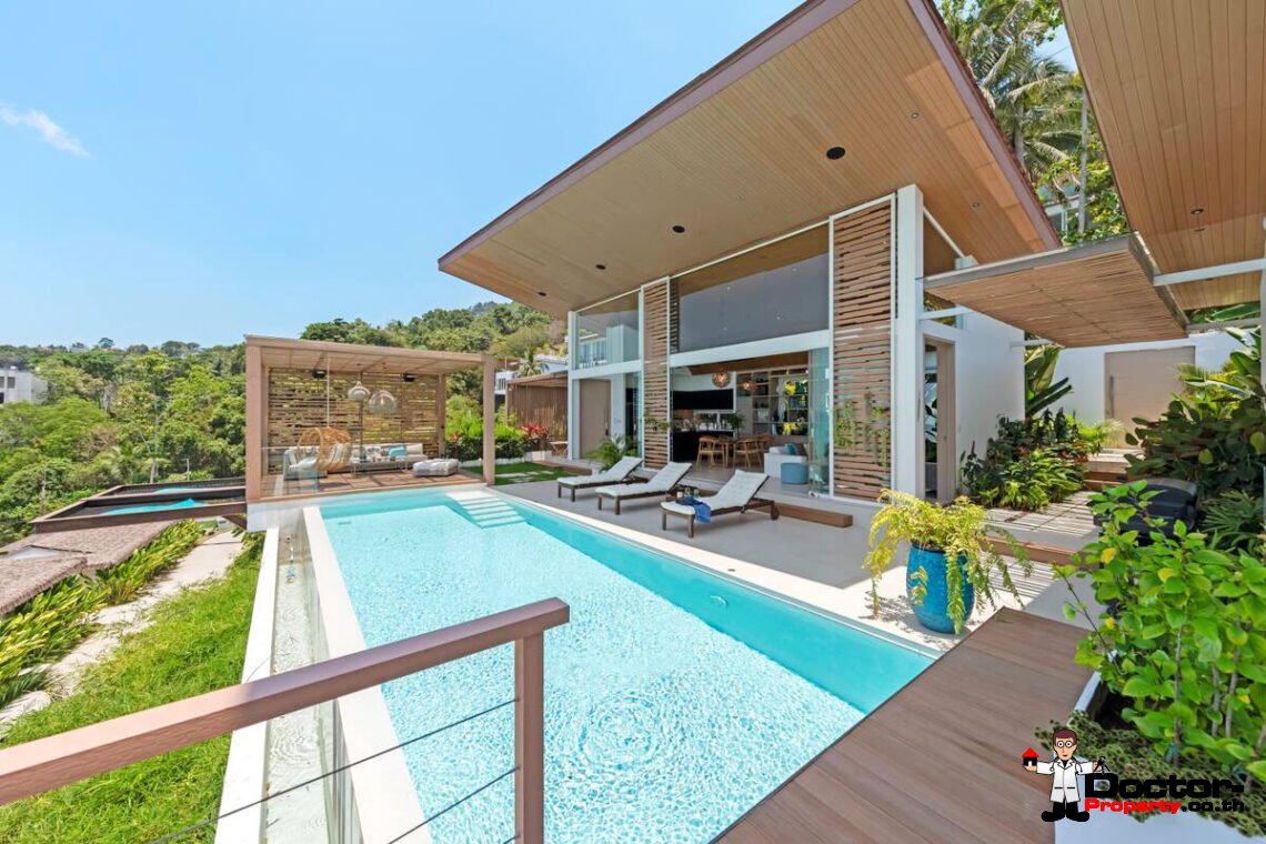 Luxury Tropical 4 Bedroom Pool Villa with Stunning Sea View in Bang Por, Koh Samui – For Sale