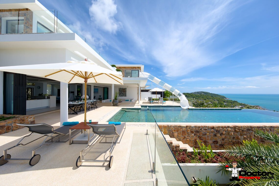 Luxury 5 Bedroom Pool Villa with Stunning Sea View in Choeng Mon, Koh Samui – For Sale