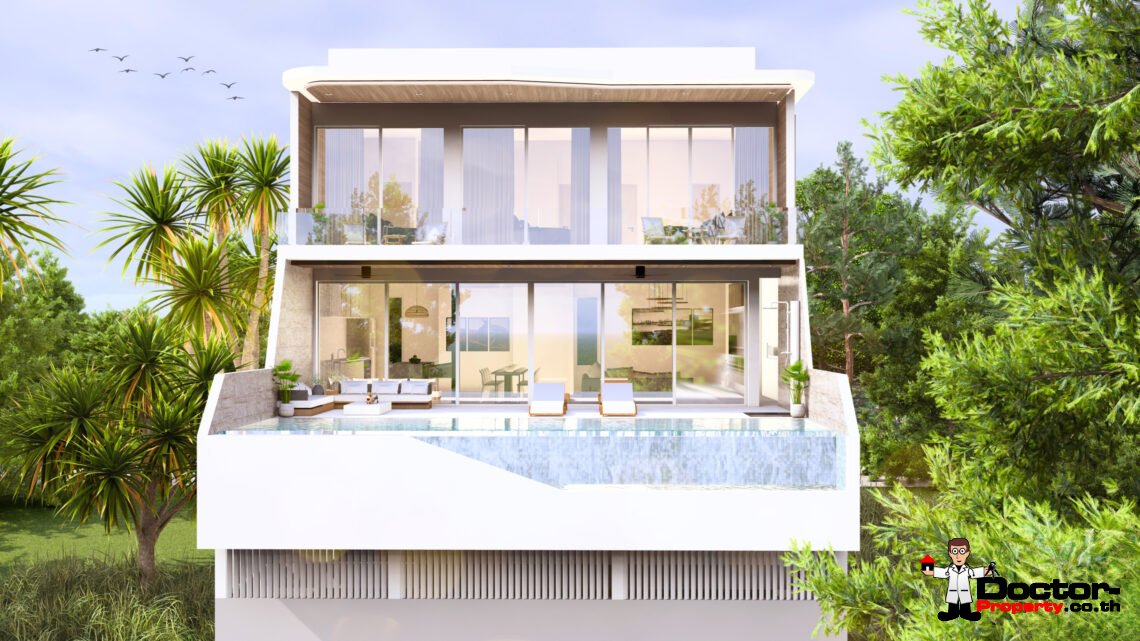 Modern 3 Bedroom Pool Villa with Sea View in Plai Laem, Koh Samui – For Sale