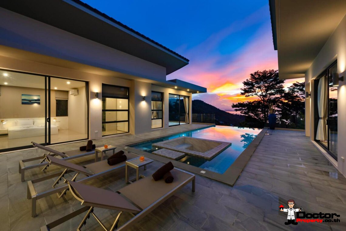 4 Bedroom Pool Villa with Sea View in Bang Por, Koh Samui – For Sale