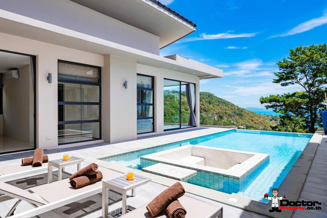 4 Bedroom Pool Villa with Sea View in Bang Por, Koh Samui – For Sale