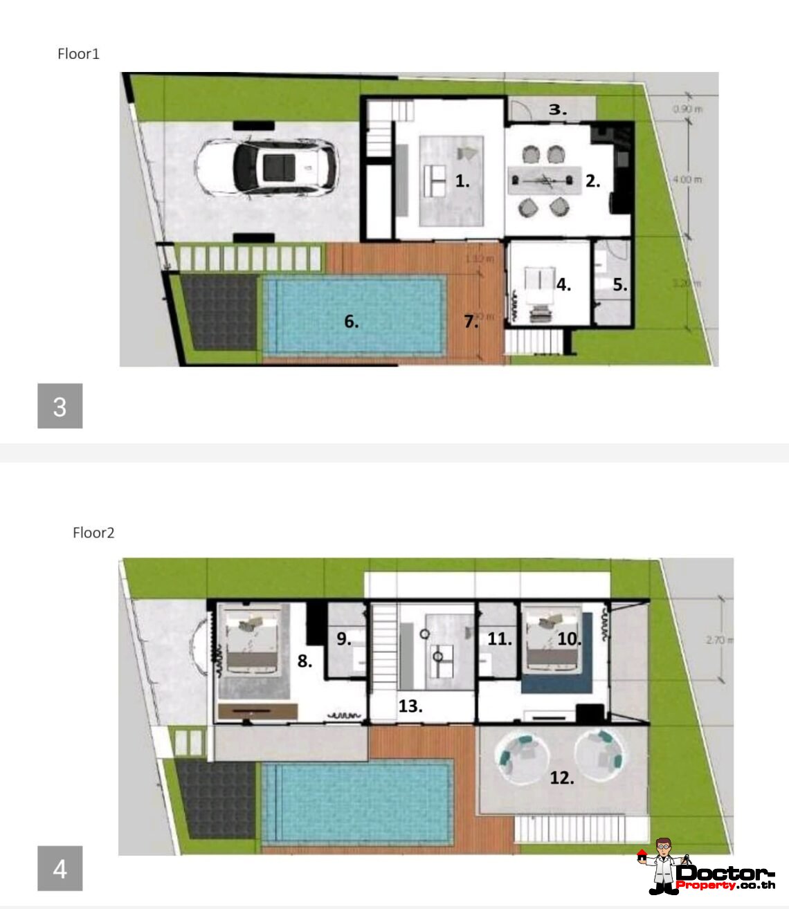 3 Bedroom Pool Villa with Partial Sea View in Chaweng, Koh Samui – For Sale