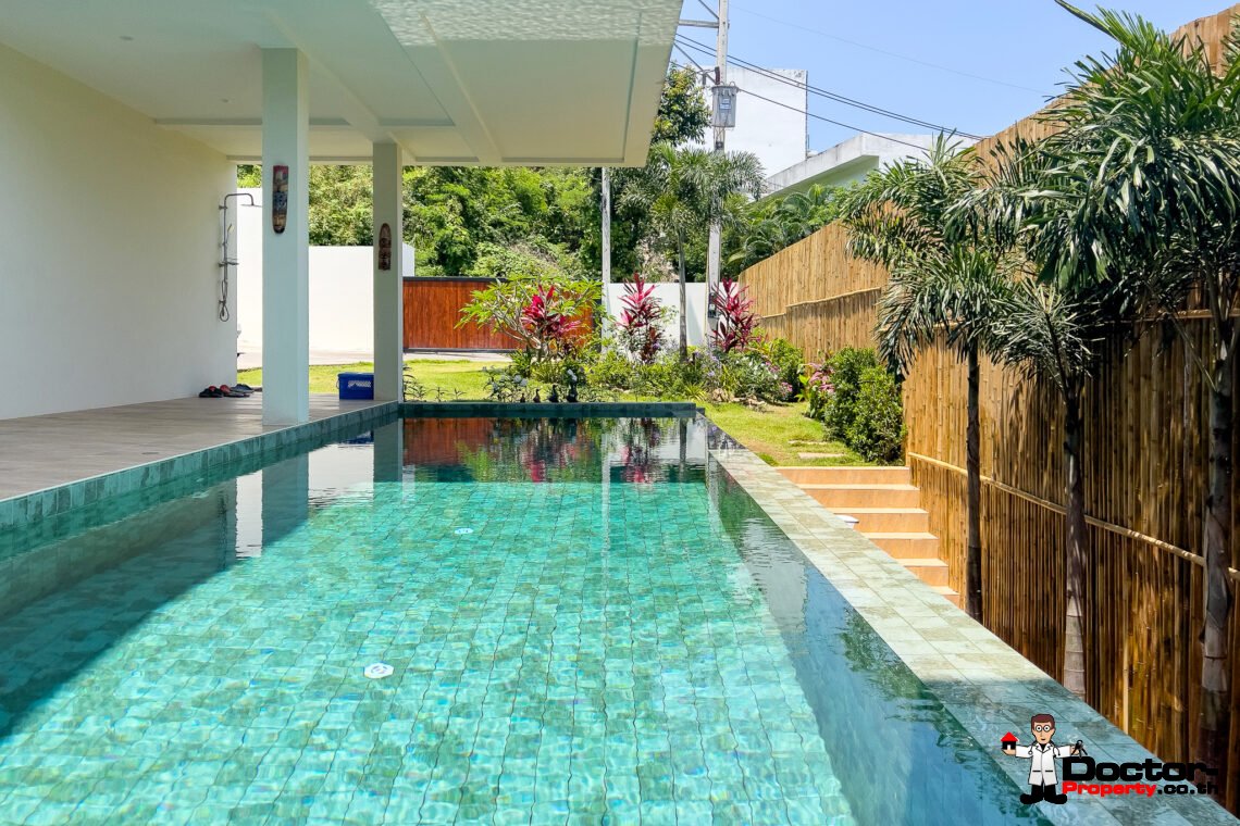 3 Bedroom Pool Villa with Partial Sea View in Bo Phut, Koh Samui – For Sale