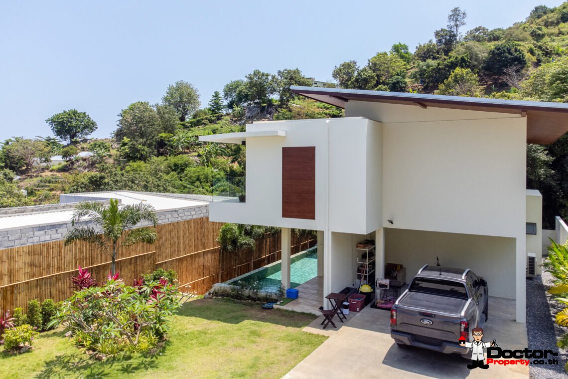 3 Bedroom Pool Villa with Partial Sea View in Bo Phut, Koh Samui – For Sale